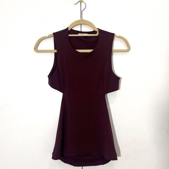 T Alexander Wang Top Womens S Bodycon Slimming Open Back Maroon Sleeveless - Picture 1 of 6